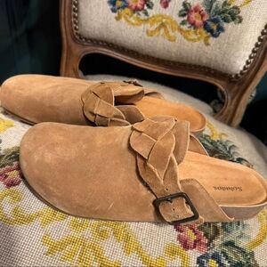 Soludos Tan Suede Mules with Braided Strap